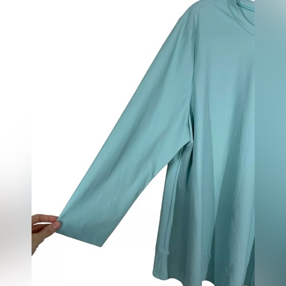 H P 🎉❣️NWT IC Collection Connie K Pleat Tunic Long Sleeve Aquamarine - Picture 5 of 12